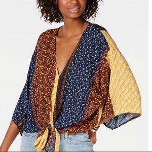 bohemian inspired tie front top